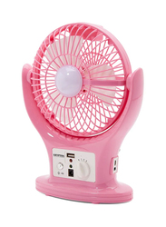 Krypton Plastic Rechargeable Fan With LED Lantern, KNF6061, Pink