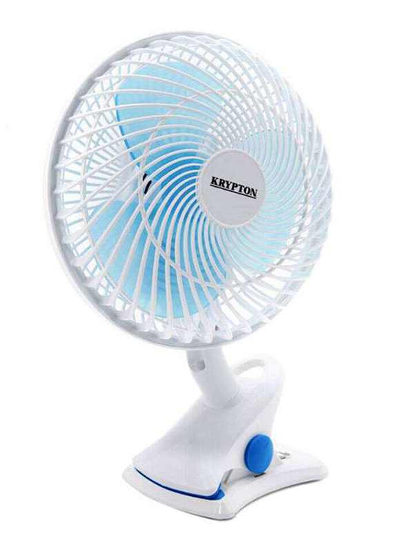 Krypton 2 Speed Settings Table Fan with Oscillating/Rotating, 35W, KNF6035, White/Blue
