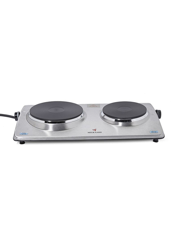 

Mebashi Electric Double Hot Plate, 2500W, ME-HPS1002S, Silver/Black