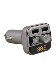 Porodo FM Transmitter with Car Charger, Grey/Black