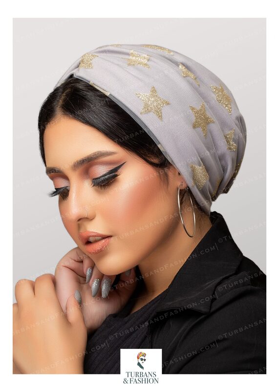 

Turban & Fashion Tulle with Stars Turban for Women, Grey