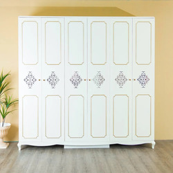 Danube Home Alena 6 Door Wardrobe, White/Gold