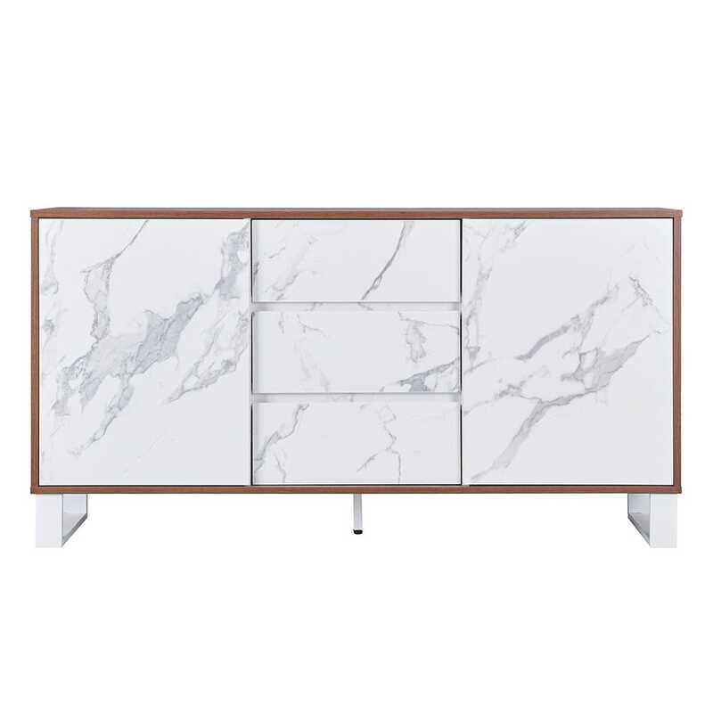 

Danube Home Morena Buffet Cabinet, Walnut/White Marble
