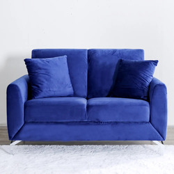 Danube Home Jozel 2 Seater Fabric Sofa, Velvet Dark Blue