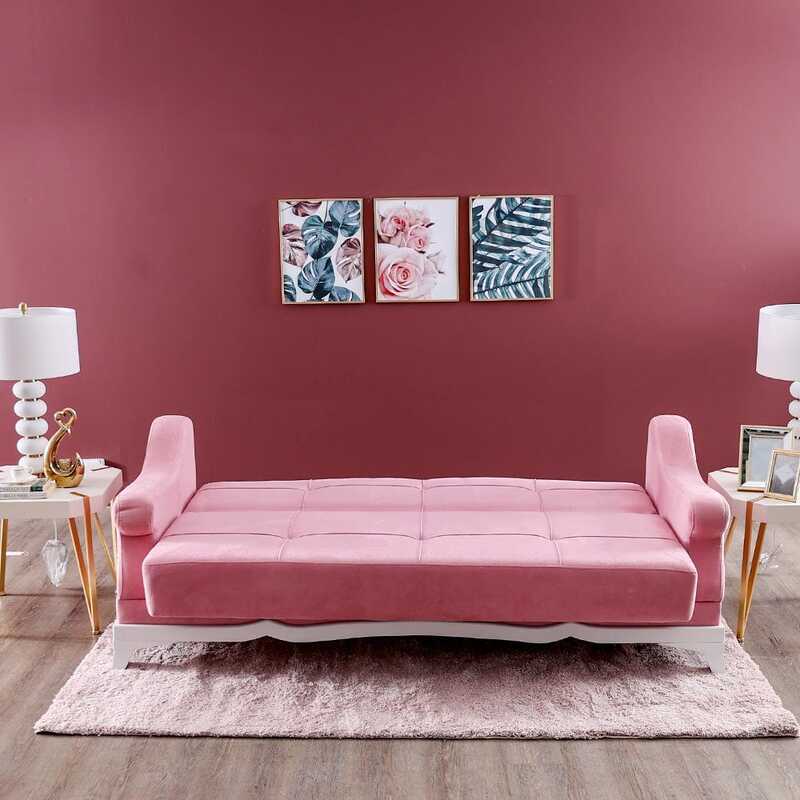 Danube Home Linda 3 Seater Fabric Sofa, Bordo Pink