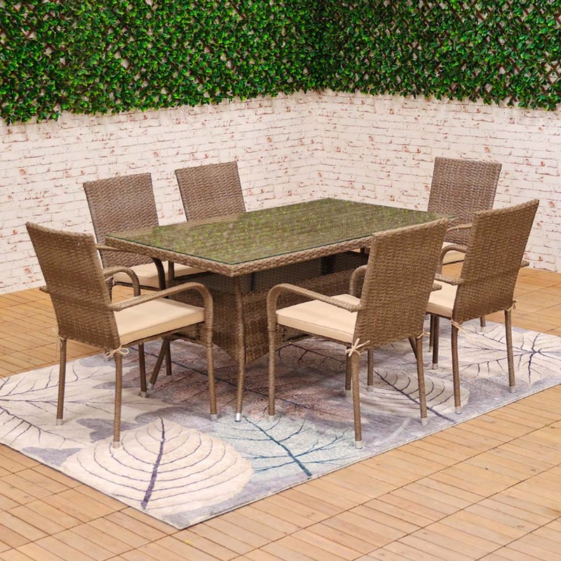 

Danube Home Arena Dining Set, Brown/Beige