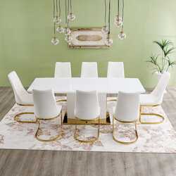 Danube Home Annaliza Dining Set, White/Gold