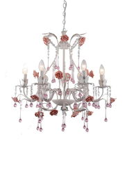 Danube Home Flower Chandelier, HG-S8013/6, White/Rose
