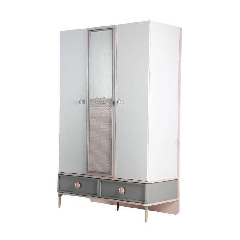 

Danube Home Elegant 3 Door Wardrobe, Grey/Pink