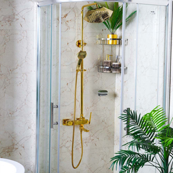 Danube Home Milano Bath Mixer with Rain Shower Set, Flora Gold