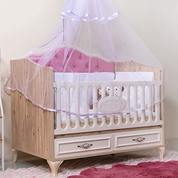 Danube Home Golden Crib with 2 Drawers, Milky White