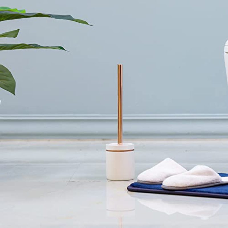 

Danube Home Cara Toilet Brush with Holder, White/Rose Gold