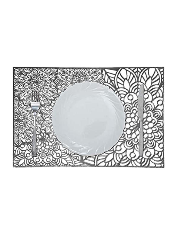 Danube Home Glamour Laser Cutting Placemat, Silver