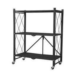Danube Home Encila 3 Tier Foldable Shelf, Black