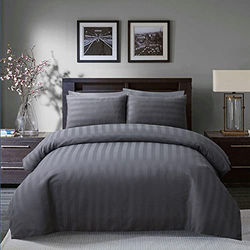 Danube Home 10-Piece Satin Stripe Comforter Set, King, Grey
