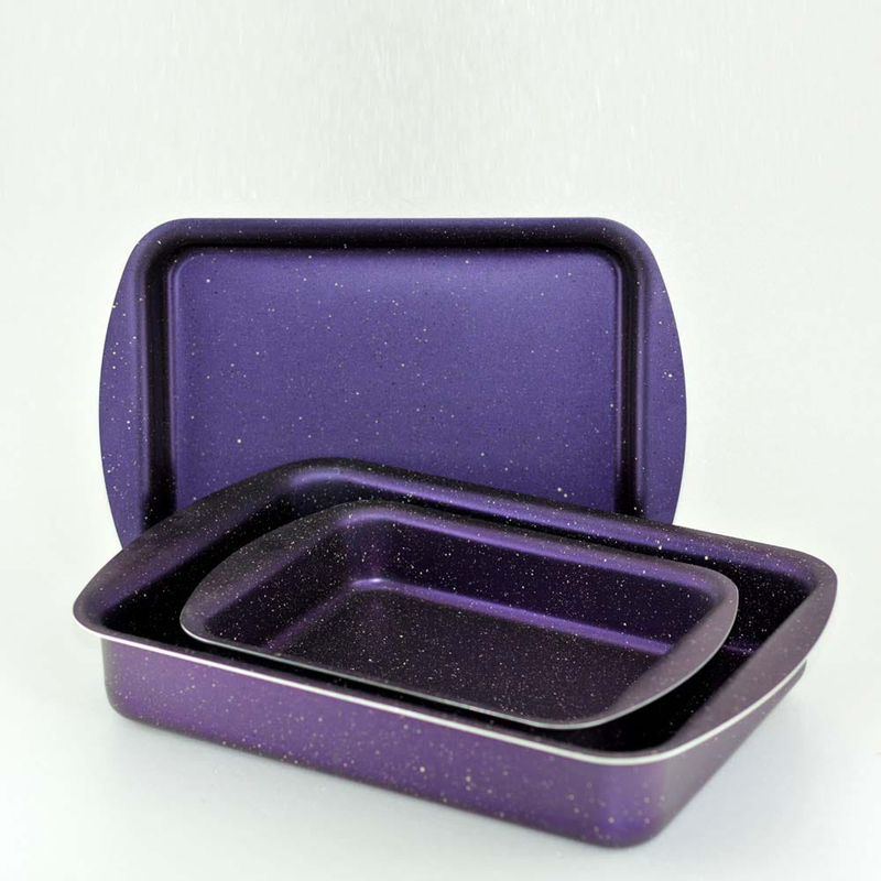 

Danube Home 3-Piece Granitec Rectangle Tray Set, G-Prrt, Purple