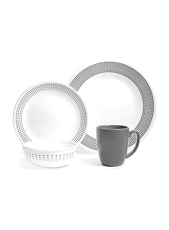 

Danube Home 16-Piece Corelle Bayside Dots Dinner Set, 1132919 4114531, Grey