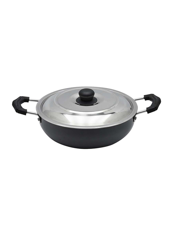 

Danube Home 22cm Raj Kadai with Lid 12, Bblk12, Black