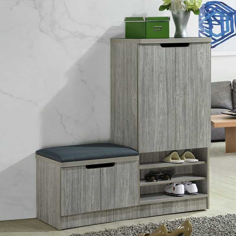 

Danube Home Alegra 2 Door Shoe Rack with Seating, Grey Oak