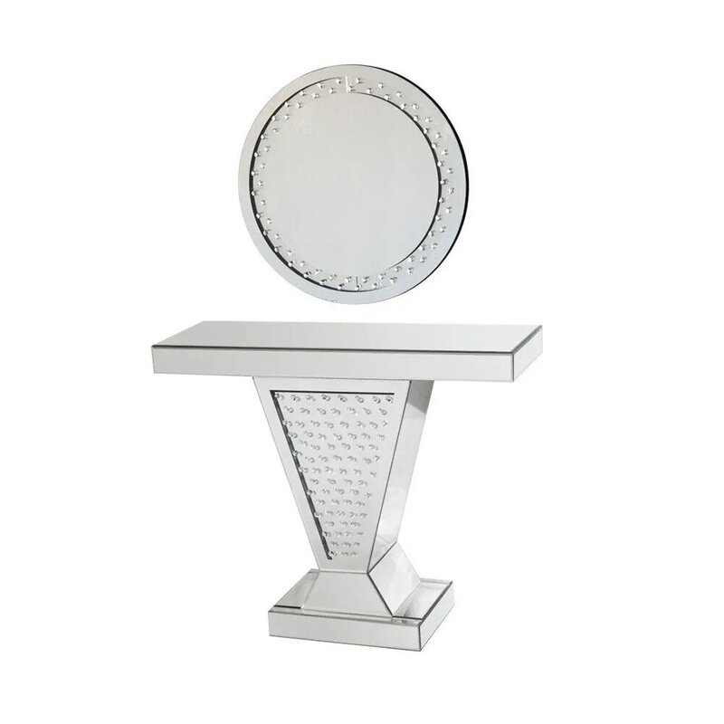 

Danube Home Kerwin Console with Mirror, Silver/Black