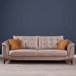 Danube Home Flora 3 Seater Fabric Sofa, Brown