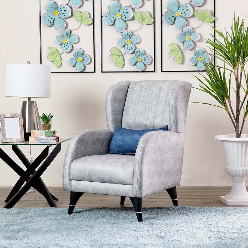 Danube Home Veronica Plain Fabric Sofa, Single Seater, Grey