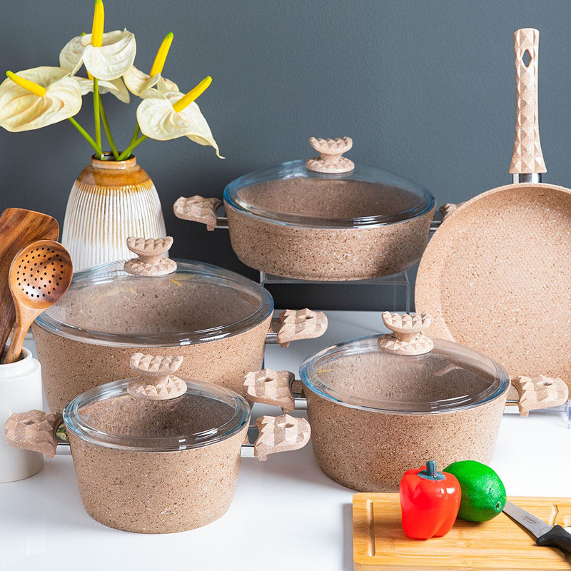 

Danube Home 9-Piece Maker Granitec Cookware Set-Big G-Lb, Light Brown
