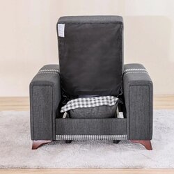 Danube Home Kristel Print Fabric Sofa, Single Seater, Dark Grey