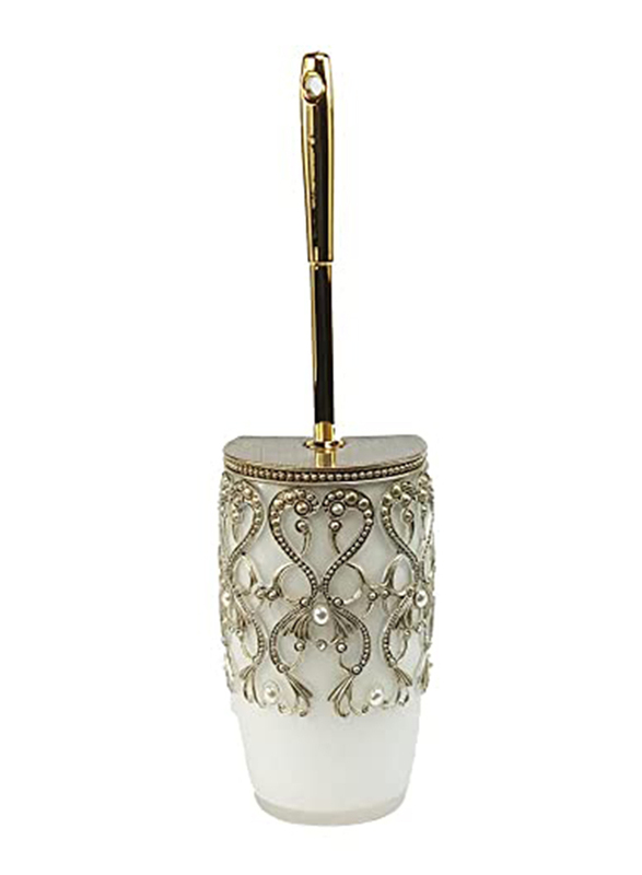 

Danube Home Pearl Toilet Brush Holder, White Silver