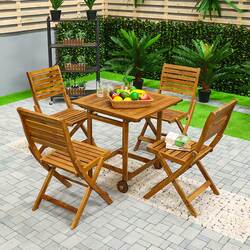 Danube Home Linda Wooden Dining Set, Brown