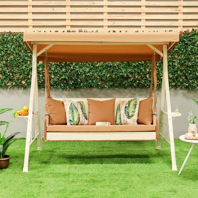 

Danube Home Alisha 3 Seater Swing, White/Brown