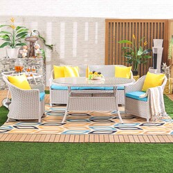 Danube Home Venus 5-Seater Outdoor Sofa Set, White