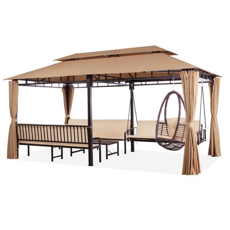 

Danube Home Ajanta All-in-One Gazebo, Beige/Brown