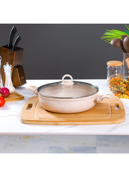 Danube Home 28cm Smoky Marble Coating Shallow Casserole, Beige/Clear