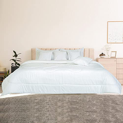 Danube Home 10-Piece Satin Stripe Comforter Set, King, White