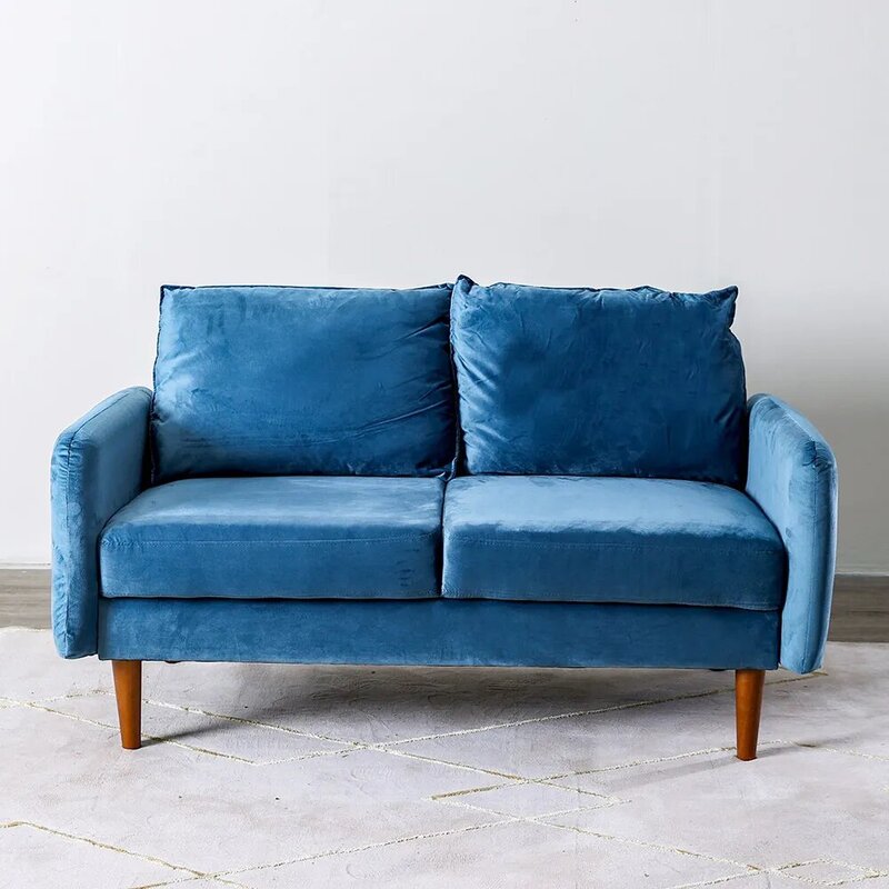 Danube Home Arman Plain Fabric Sofa, Two Seater, Teal Blue