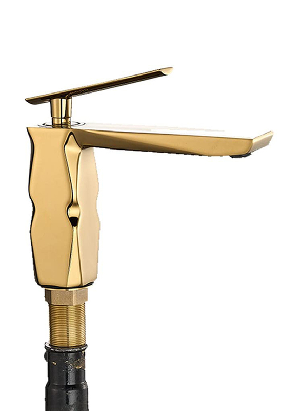 

Danube Home Milano Basin Mixer with Click Pop Up Wast, Flora Gold