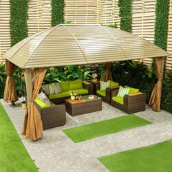 Danube Home Montero Gazebo Metal Frame, Gold