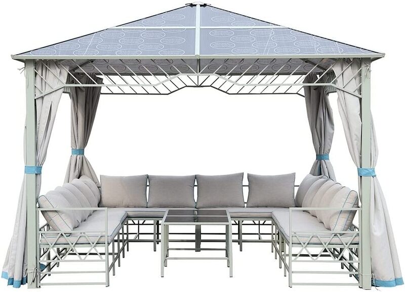 

Danube Home Maverick Gazebo with Seating, Grey