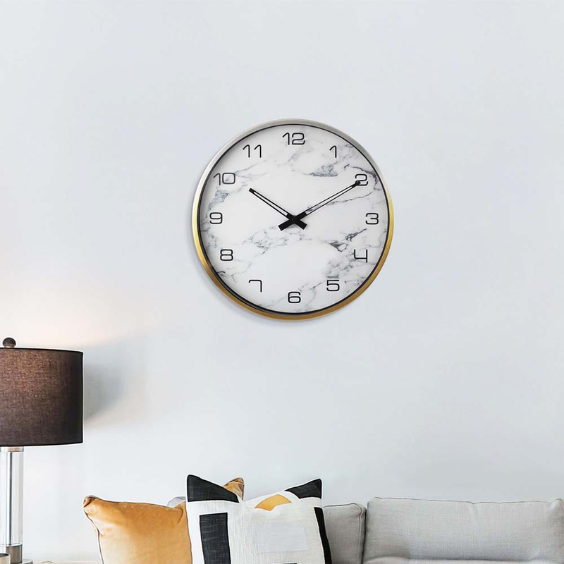 

Danube Home Stolpa Marble Look Metal Wall Clock, White