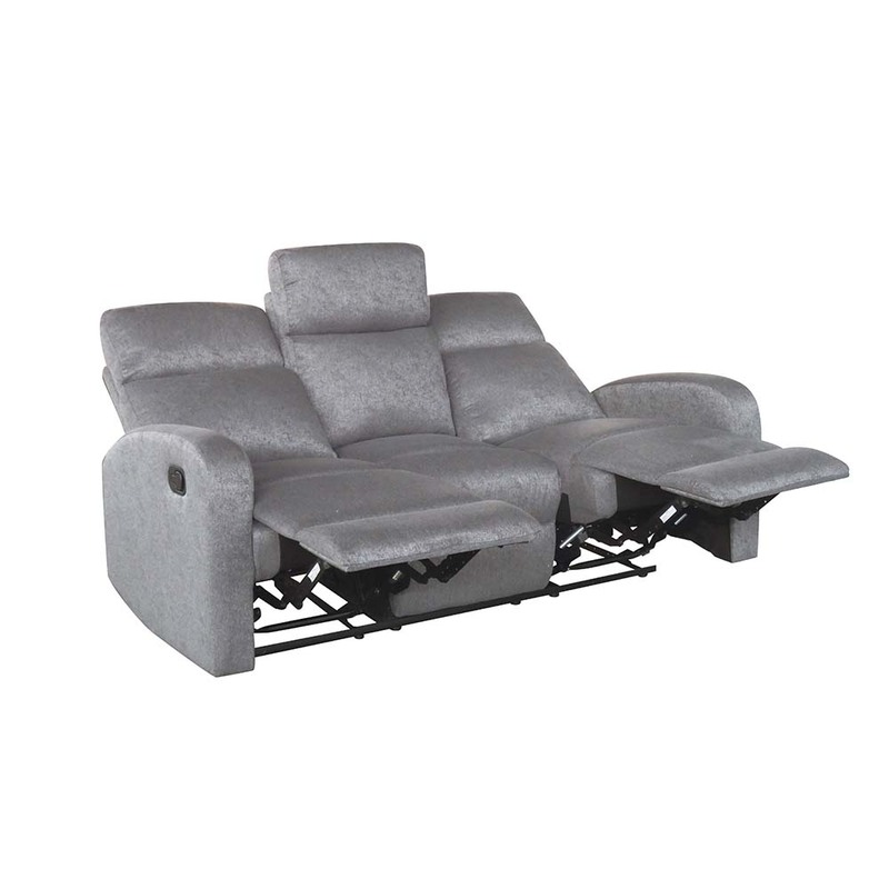 Danube Home Verona 3 Seater Manual Fabric Recliner, Dark Grey