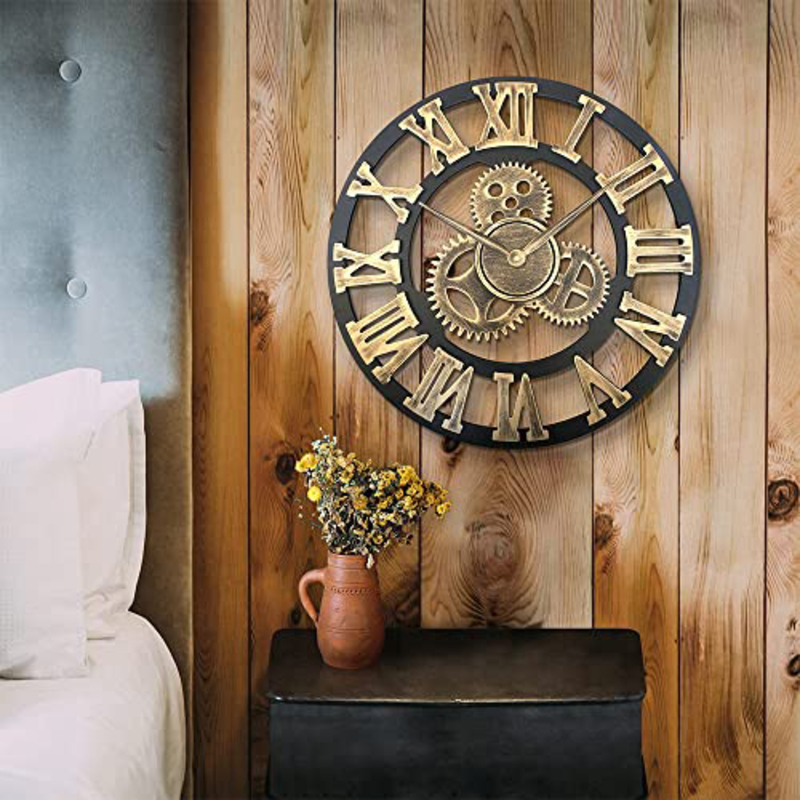 

Danube Home Stolpa Mordern Gear Wall Clock, Gold