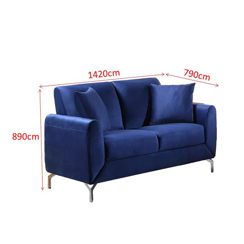Danube Home Jozel 2 Seater Fabric Sofa, Velvet Dark Blue