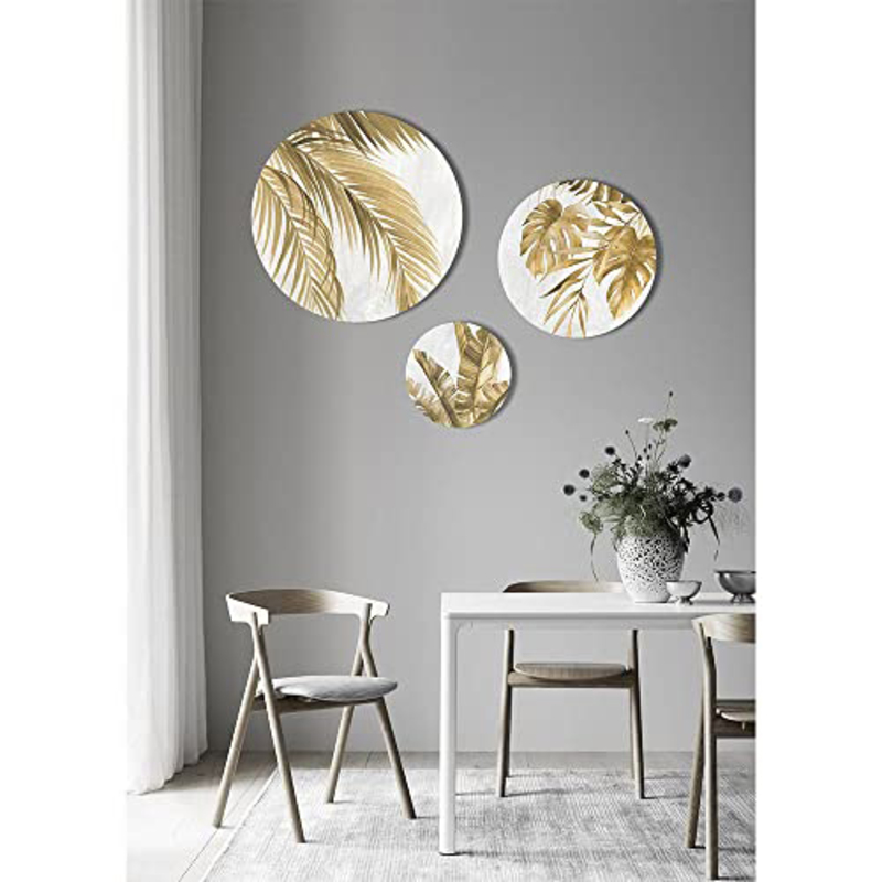 Danube Home Kellan Rouns Gold Leaf Abstract Set, Gold