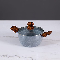 Danube Home 7-Piece Fissman Granite Cookware Set, Royal Light Grey
