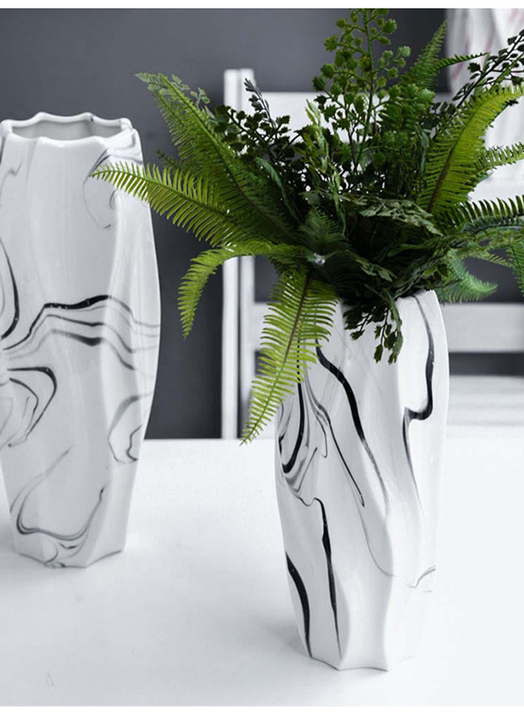 

Danube Home Liana Marble Finish Vase, White/Black