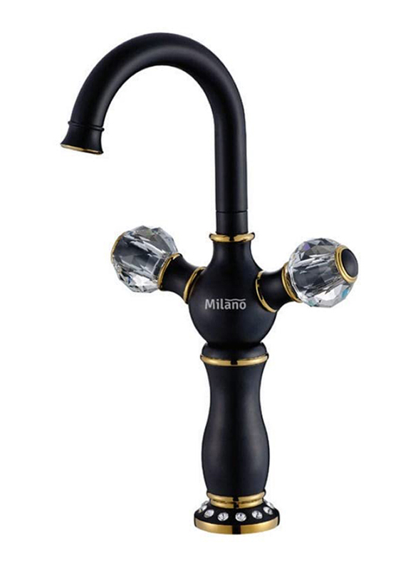 

Danube Home Milano Basin Mixer, Libra Black & Gold Crystal Art