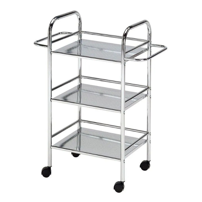 Danube Home Maverick 3 Tier Serving Trolley, Silver Chrome