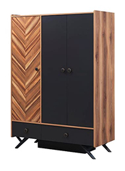 Danube Home Piedra 3 Door Wardrobe, Maple/Blue