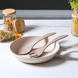 Danube Home Annual Ring Bamboo Fibre Salad Server Set, 17068, Beige